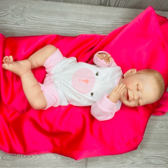 Sleeping smiling realistic baby doll play toy hard body with lovable limbs 22” - Picture 3 of 16